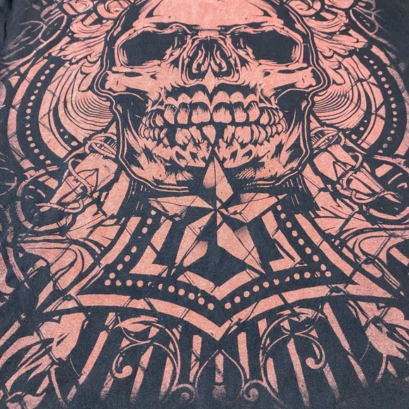 MMA Elite Shirt Mens Size Large Black Red Short Sleeve Skull Graphic Fighter Y2K - Picture 2 of 7